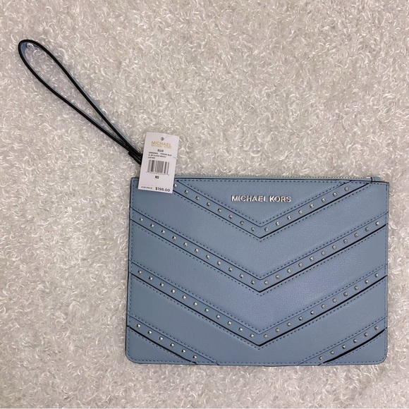 NWT Michael Kors Zip Clutch Wristlet Powder Blue